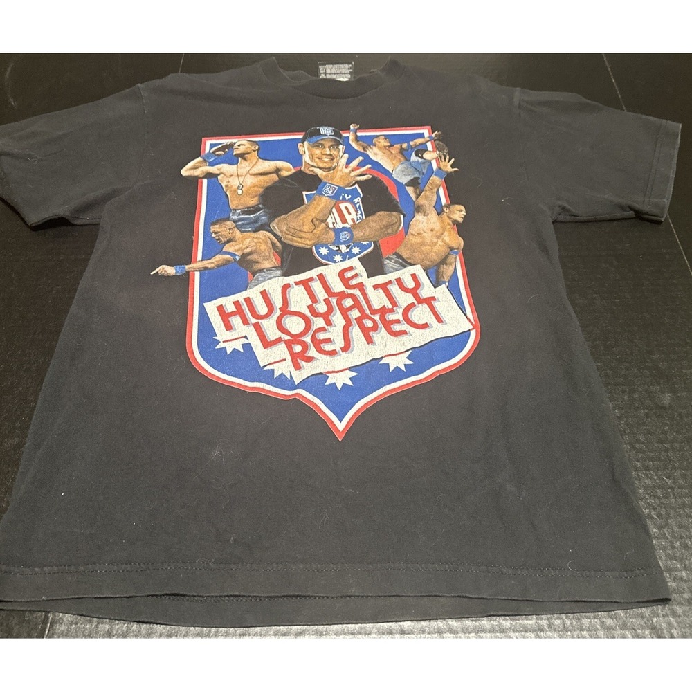 Vintage John Cena Tshirt Hustle Loyalty Respect Black Size Medium WWE UCME